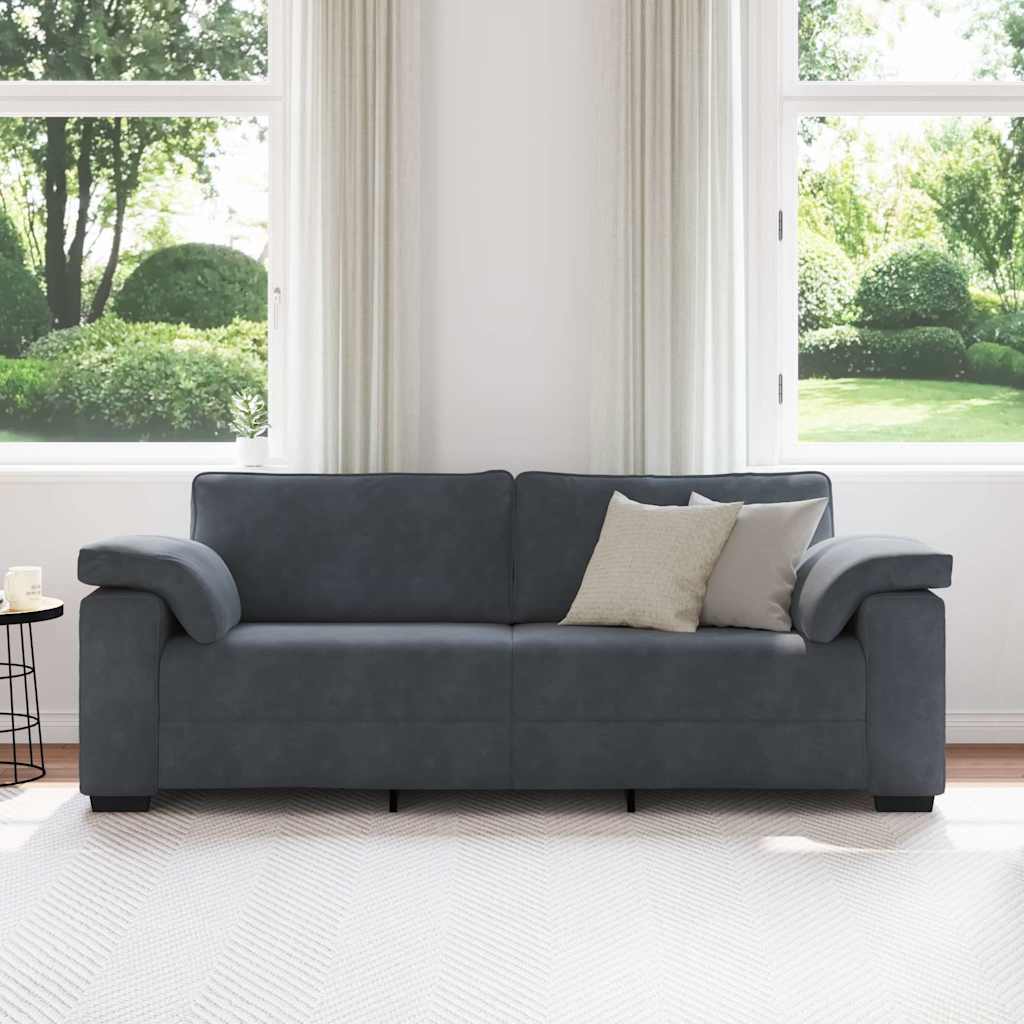 Canapé à 3 places gris foncé 220x77x82 cm velours