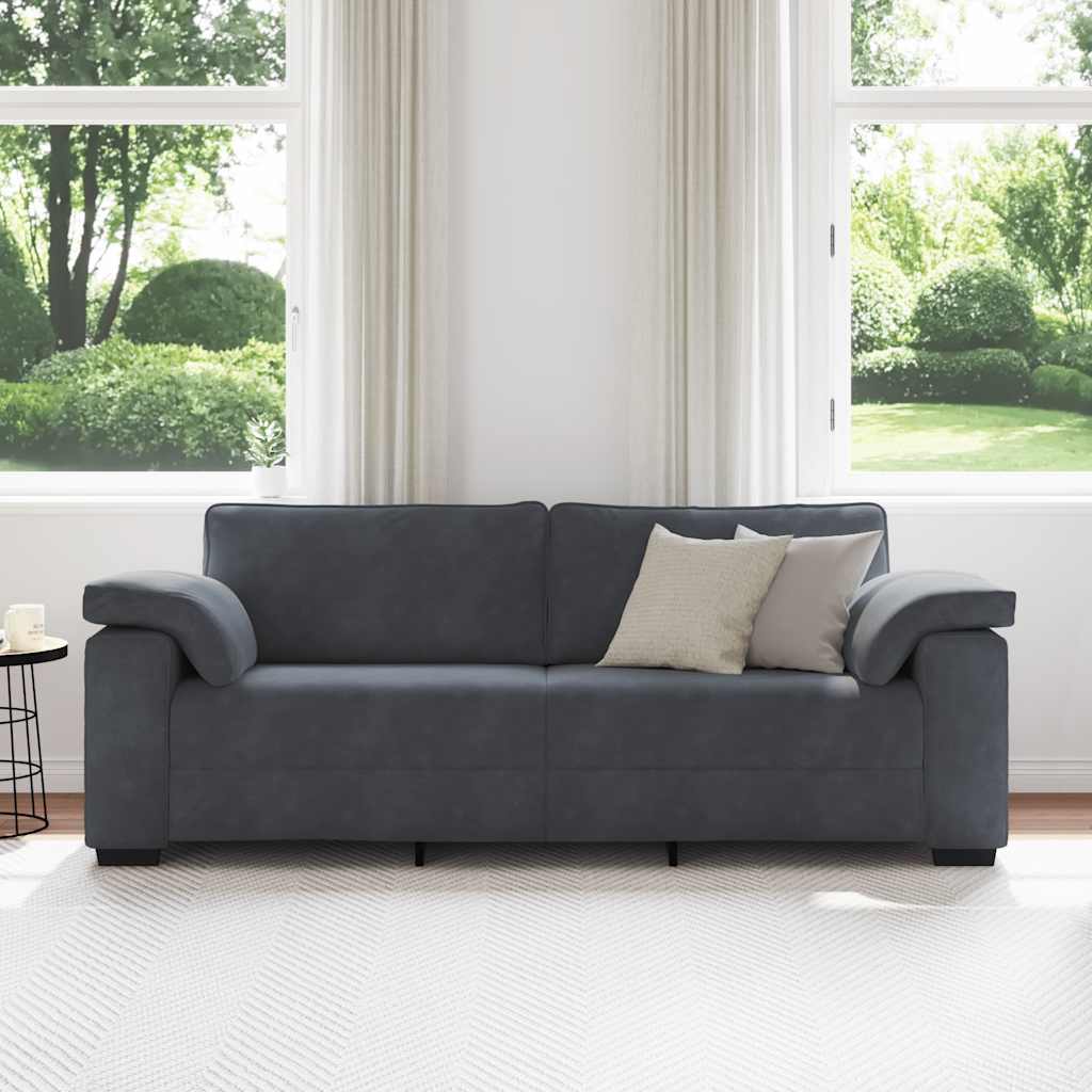 Canapé à 3 places gris foncé 220x77x82 cm velours