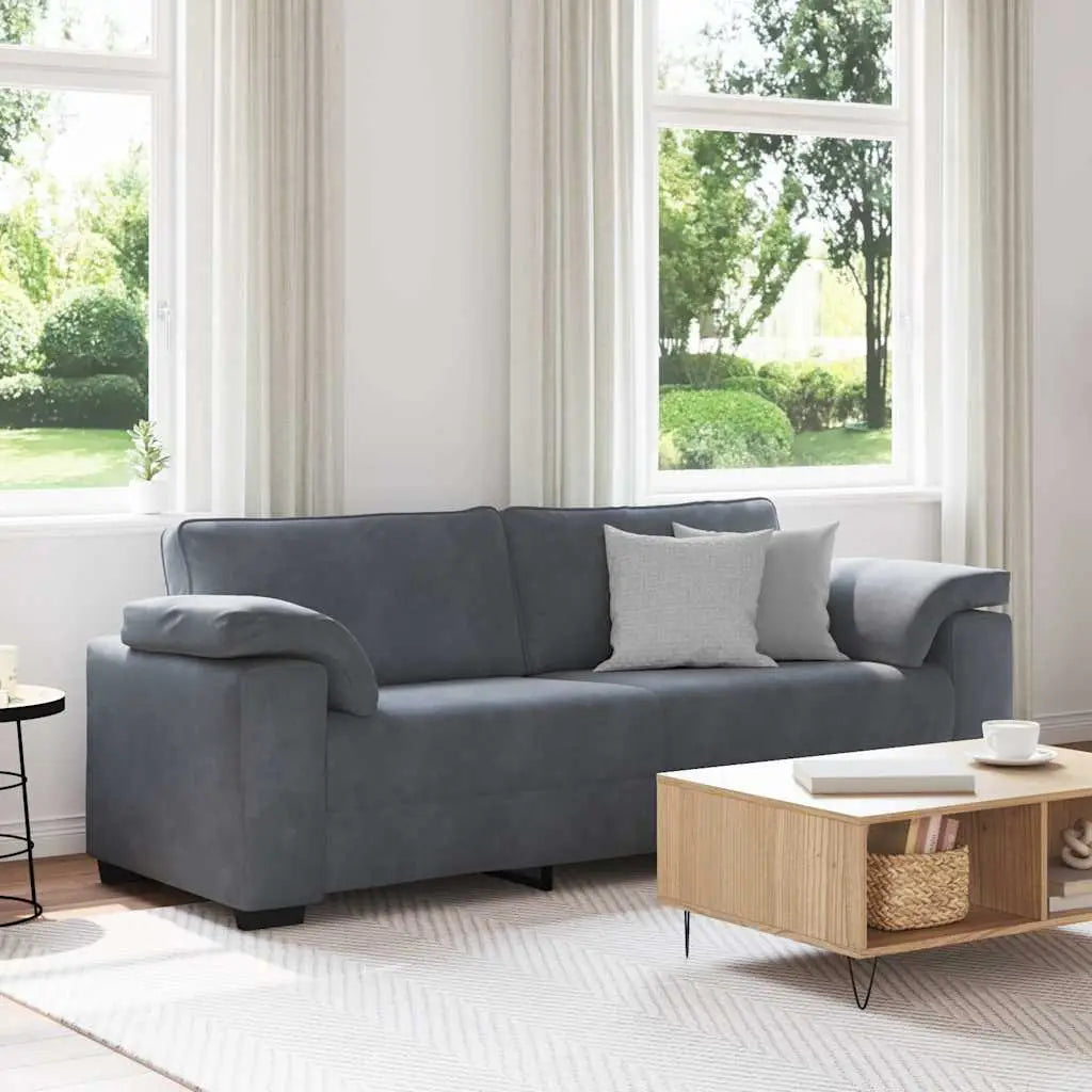 Canapé à 3 places gris foncé 220x77x82 cm velours - XIOS