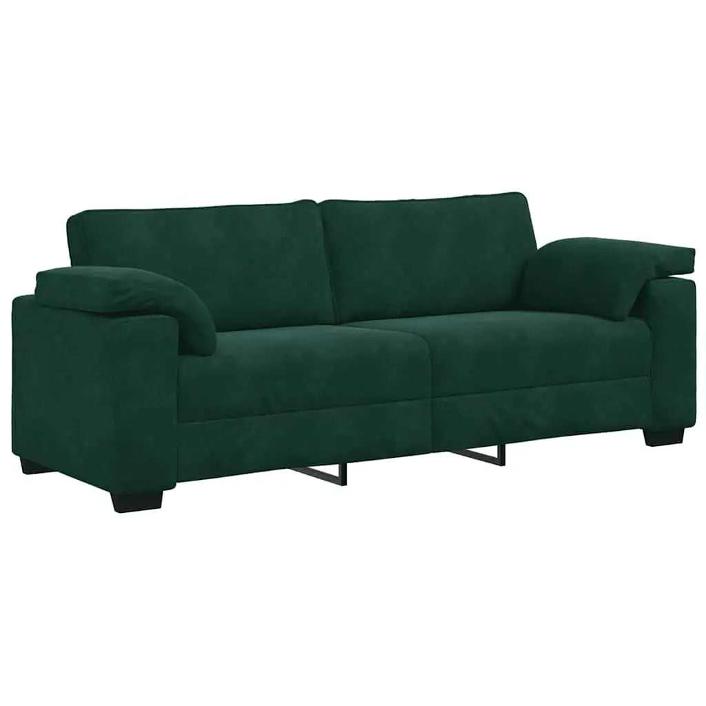 Canapé 3 places vert foncé 220 x 77 x 82 cm velours - XIOS