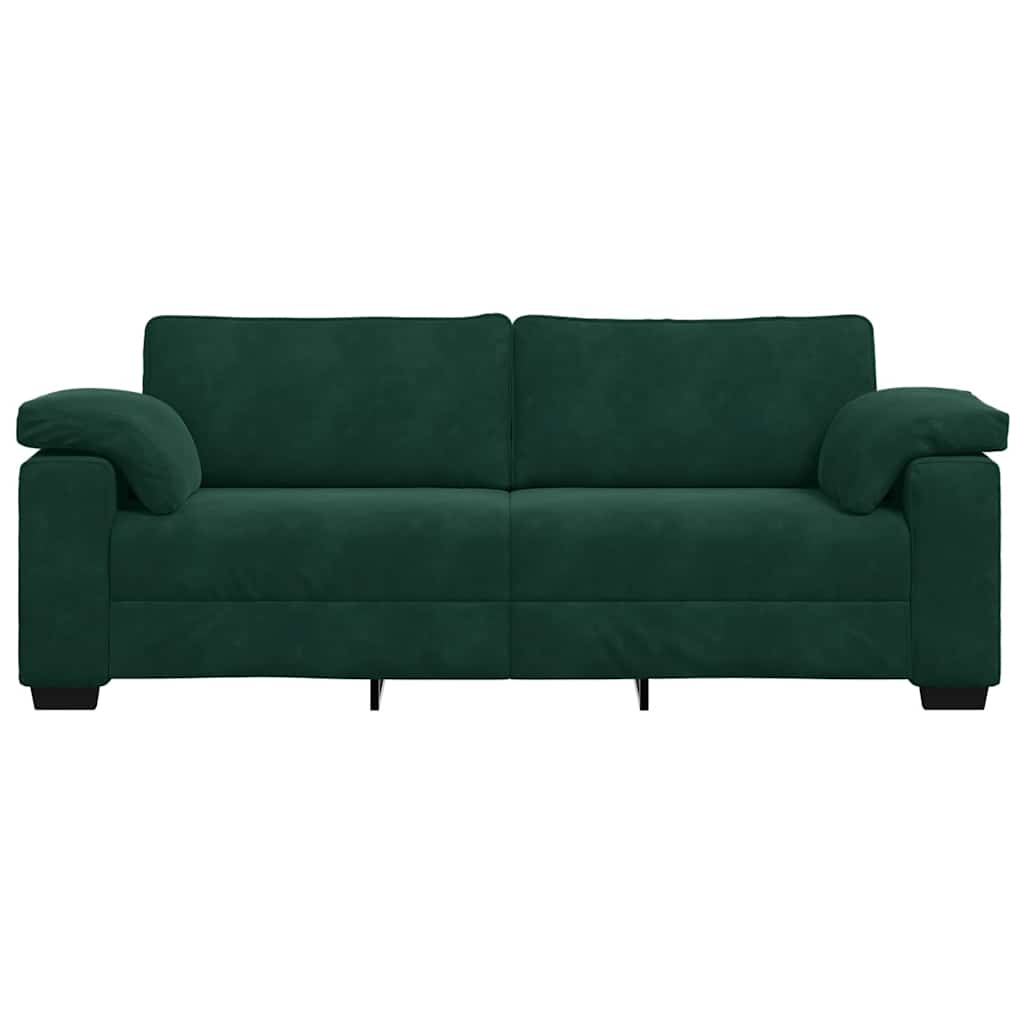Canapé 3 places vert foncé 220 x 77 x 82 cm velours - XIOS