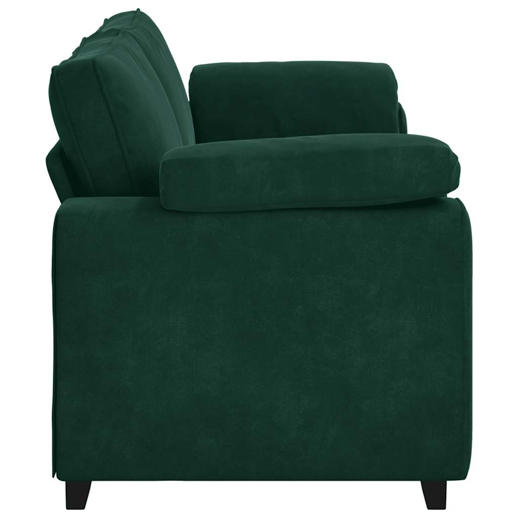 Canapé 3 places vert foncé 220 x 77 x 82 cm velours