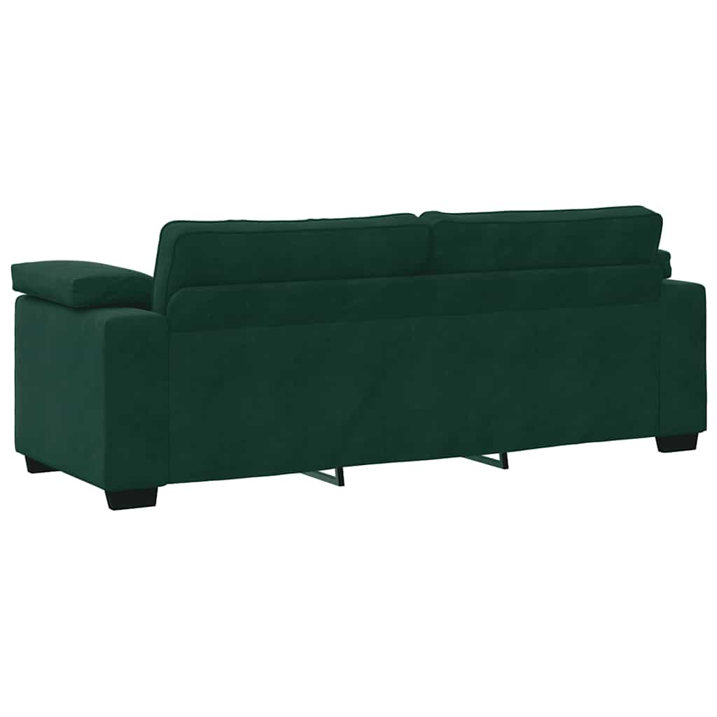 Canapé 3 places vert foncé 220 x 77 x 82 cm velours