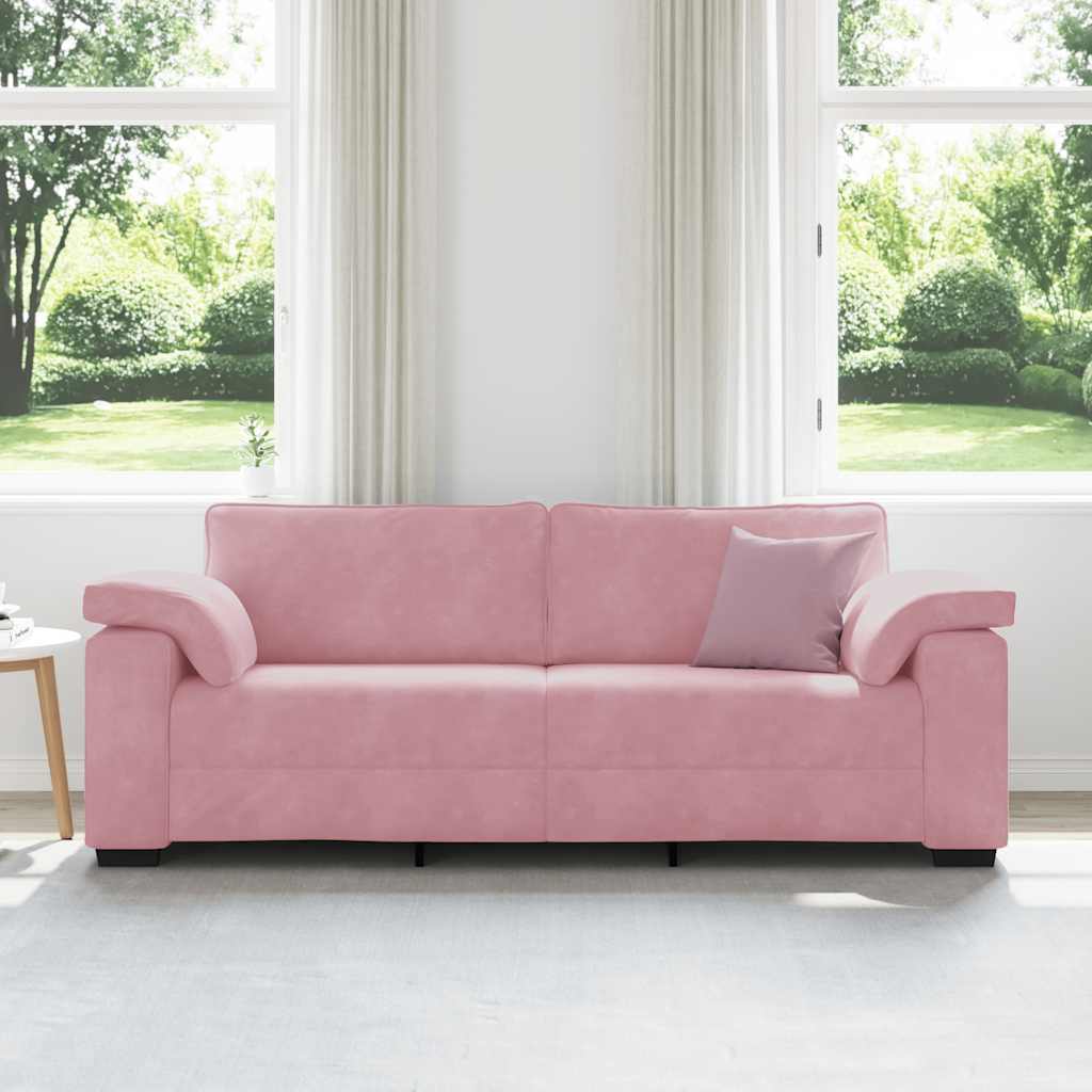 Canapé 3 places rose 220x77x82 cm velours