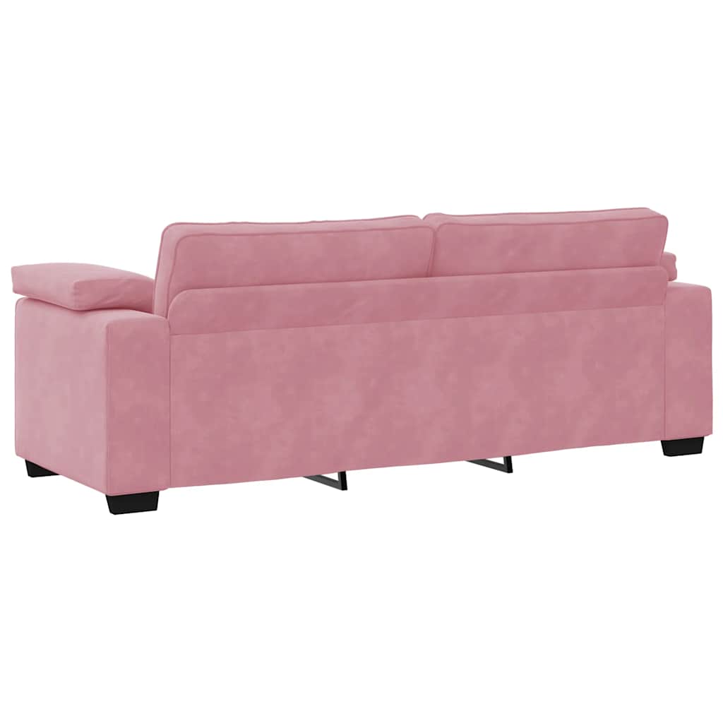 Canapé 3 places rose 220x77x82 cm velours