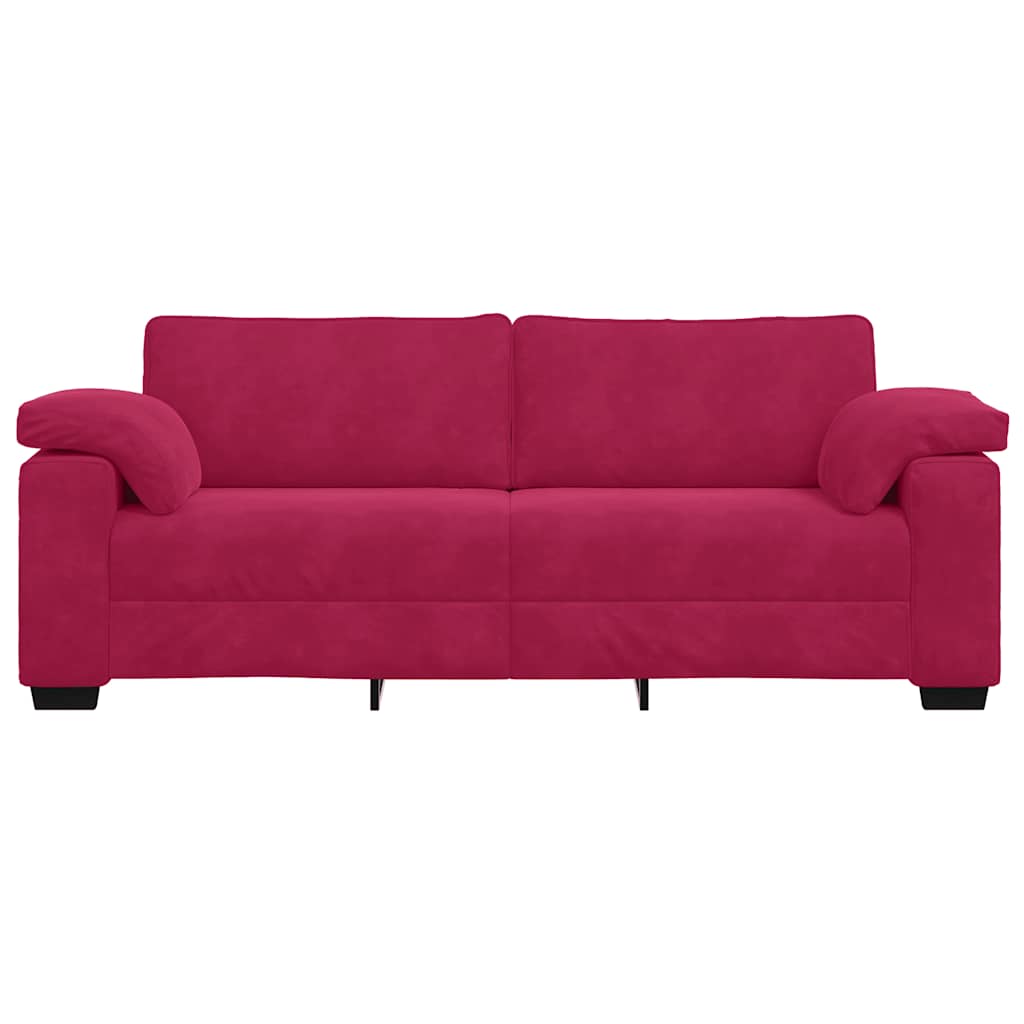 Canapé 3 places rouge bordeaux 220 x 77 x 82 cm velours