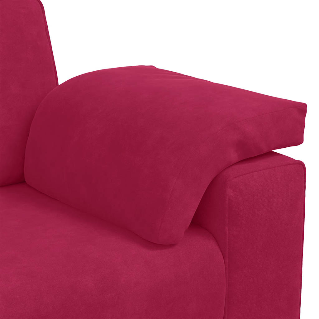 Canapé 3 places rouge bordeaux 220 x 77 x 82 cm velours