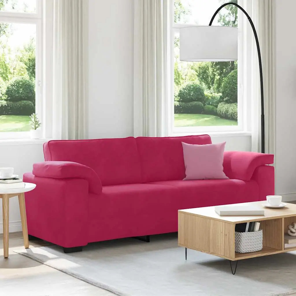 Canapé 3 places rouge bordeaux 220 x 77 x 82 cm velours - XIOS