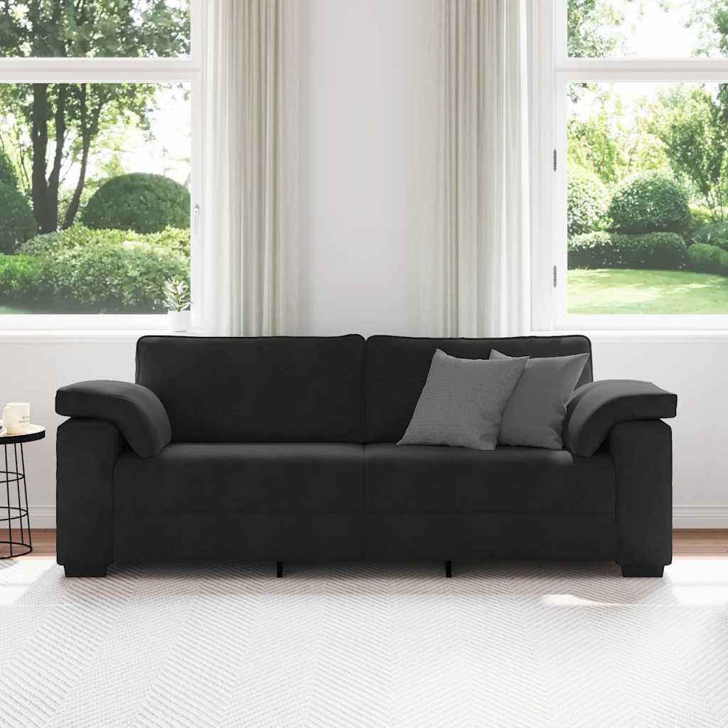 Canapé à 3 places noir 220x77x82 cm velours