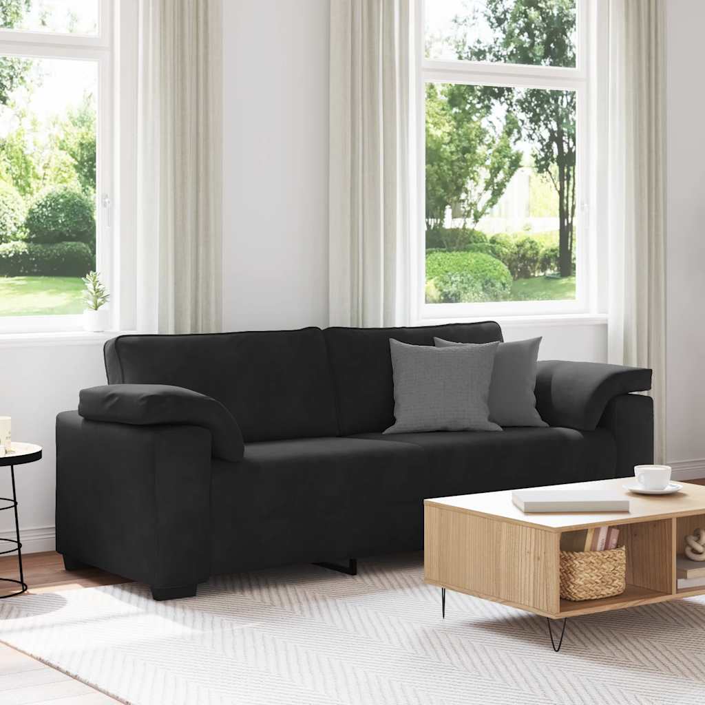 Canapé à 3 places noir 220x77x82 cm velours - XIOS