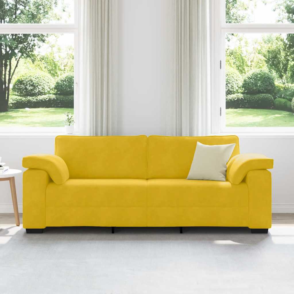 Canapé 3 places jaune velours 220 x 77 x 82 cm - XIOS
