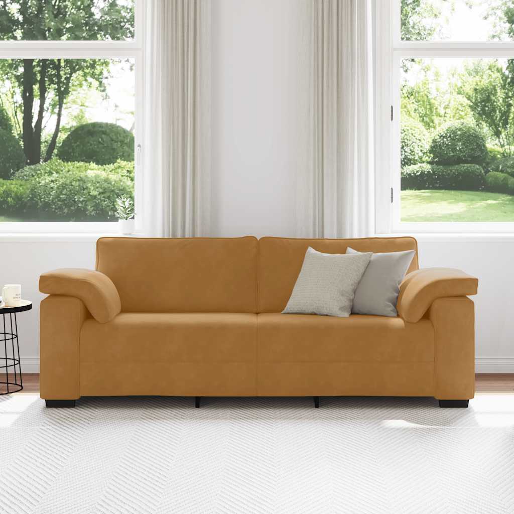 Canapé 3 places marron 220x77x82 cm velours