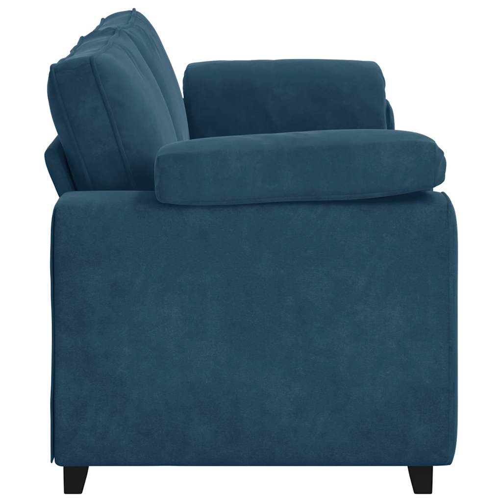 Canapé 3 places bleu velours 220x77x82 cm