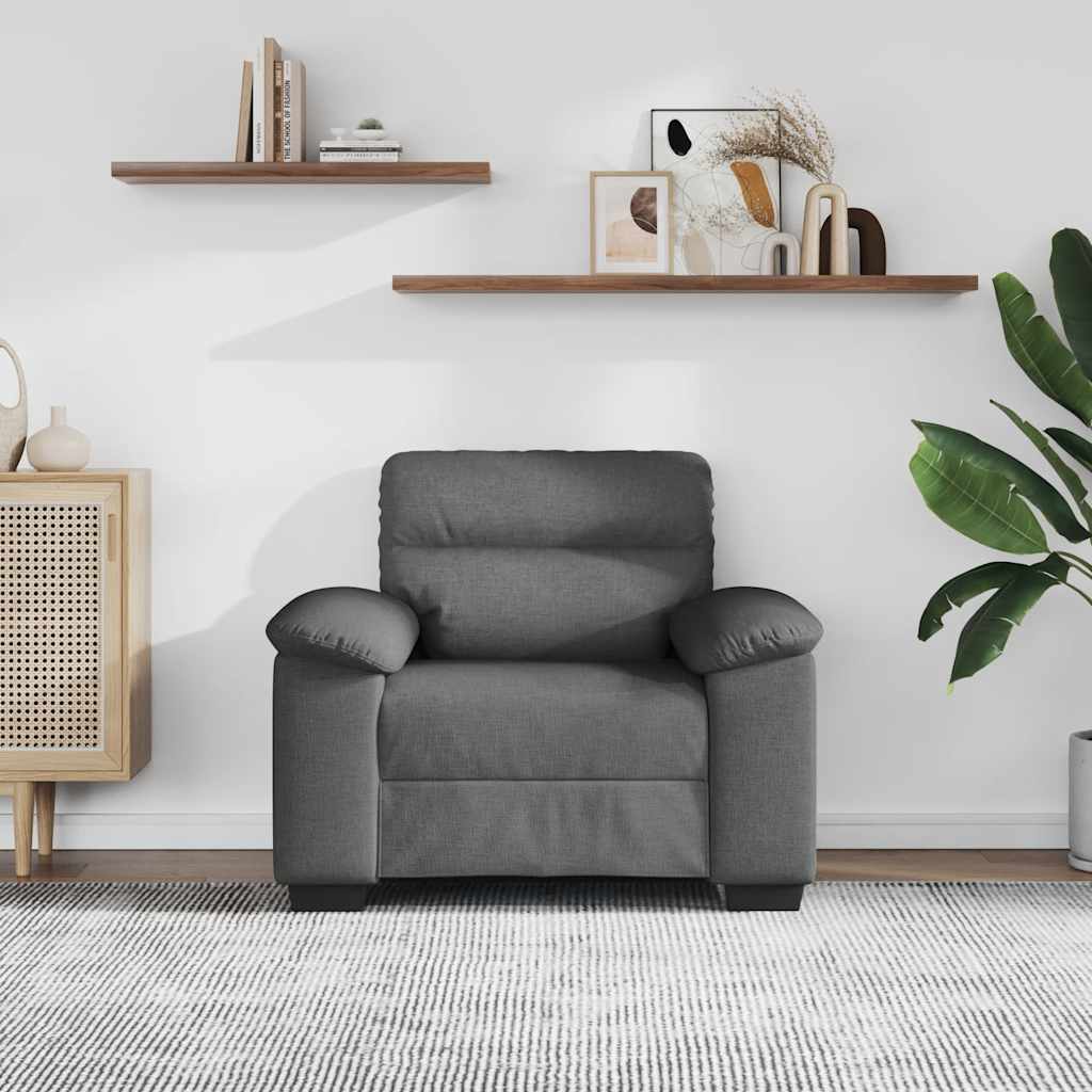 Fauteuil gris foncé 100x81x84 cm tissu - XIOS