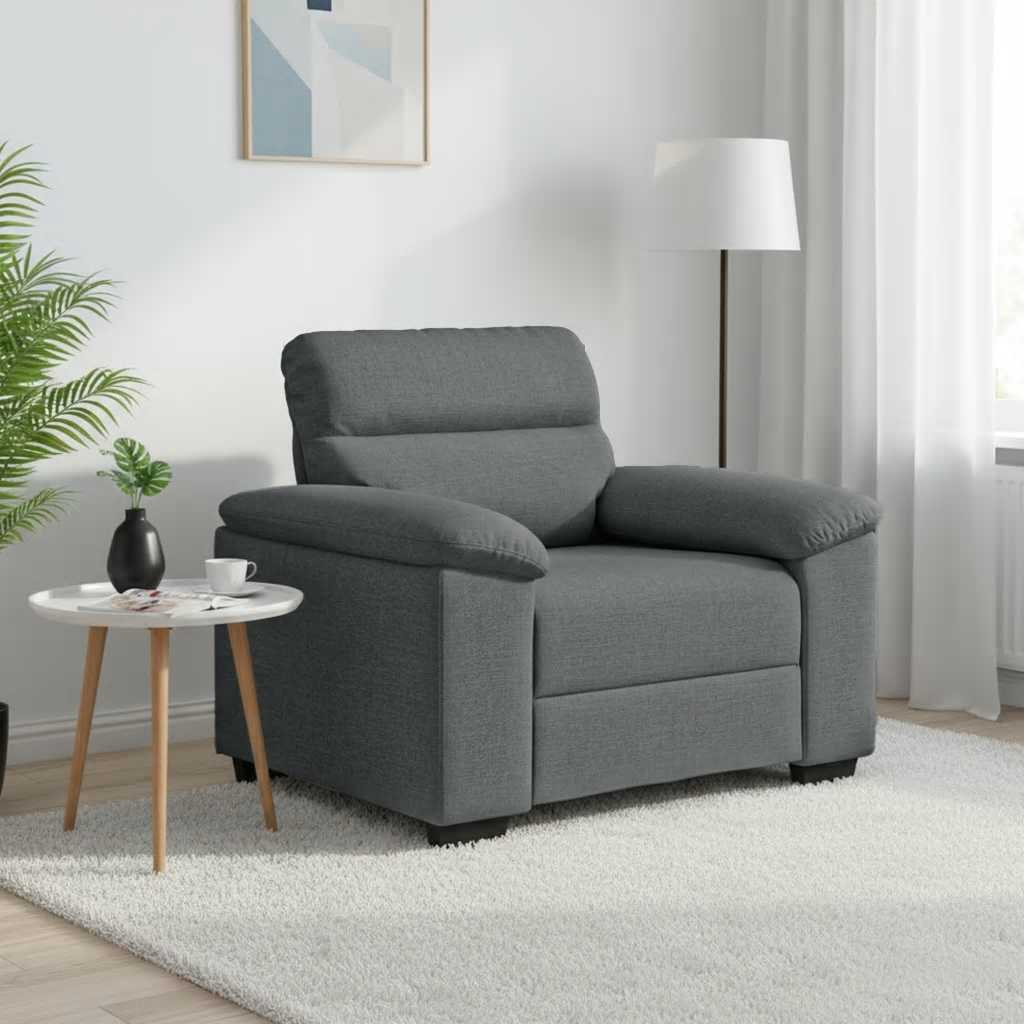 Fauteuil gris foncé 100x81x84 cm tissu - XIOS