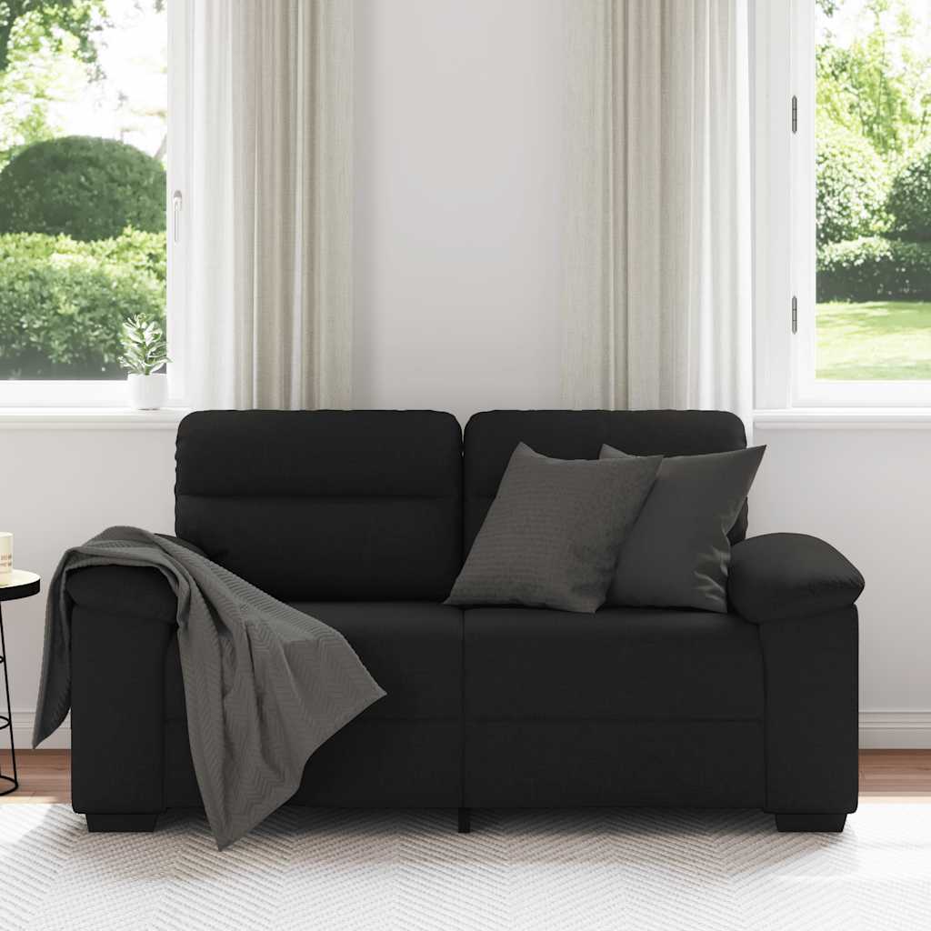 Canapé à 2 places noir 160x81x84 cm tissu