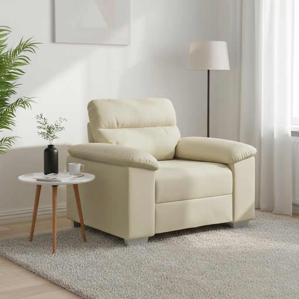 Fauteuil canapé crème 100x81x84 cm en similicuir - XIOS