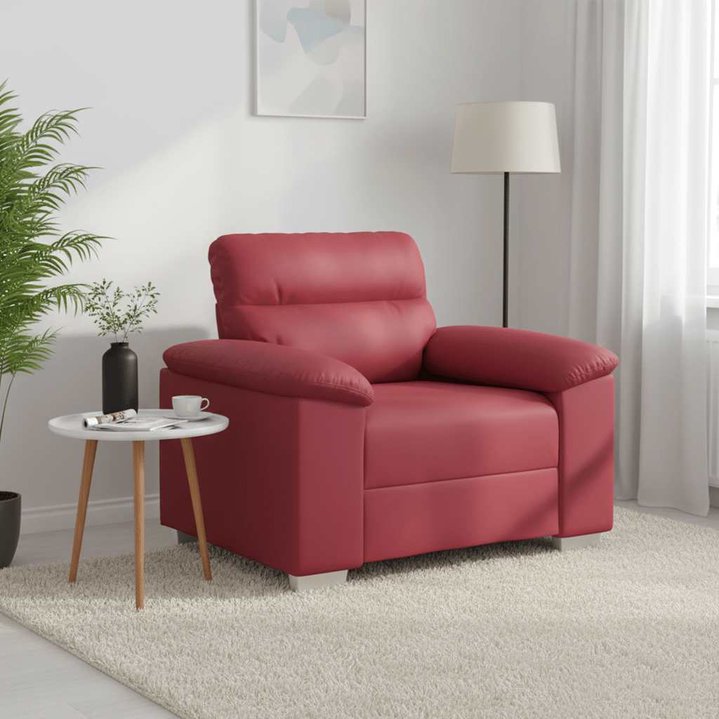Fauteuil canapé rouge bordeaux 100x81x84 cm en similicuir - XIOS