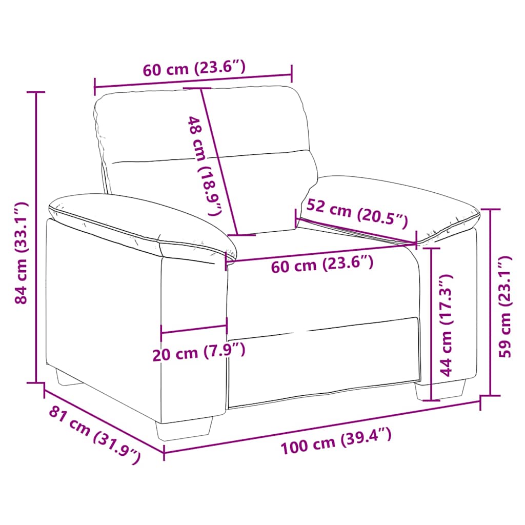 Fauteuil cappuccino 60 cm similicuir - XIOS