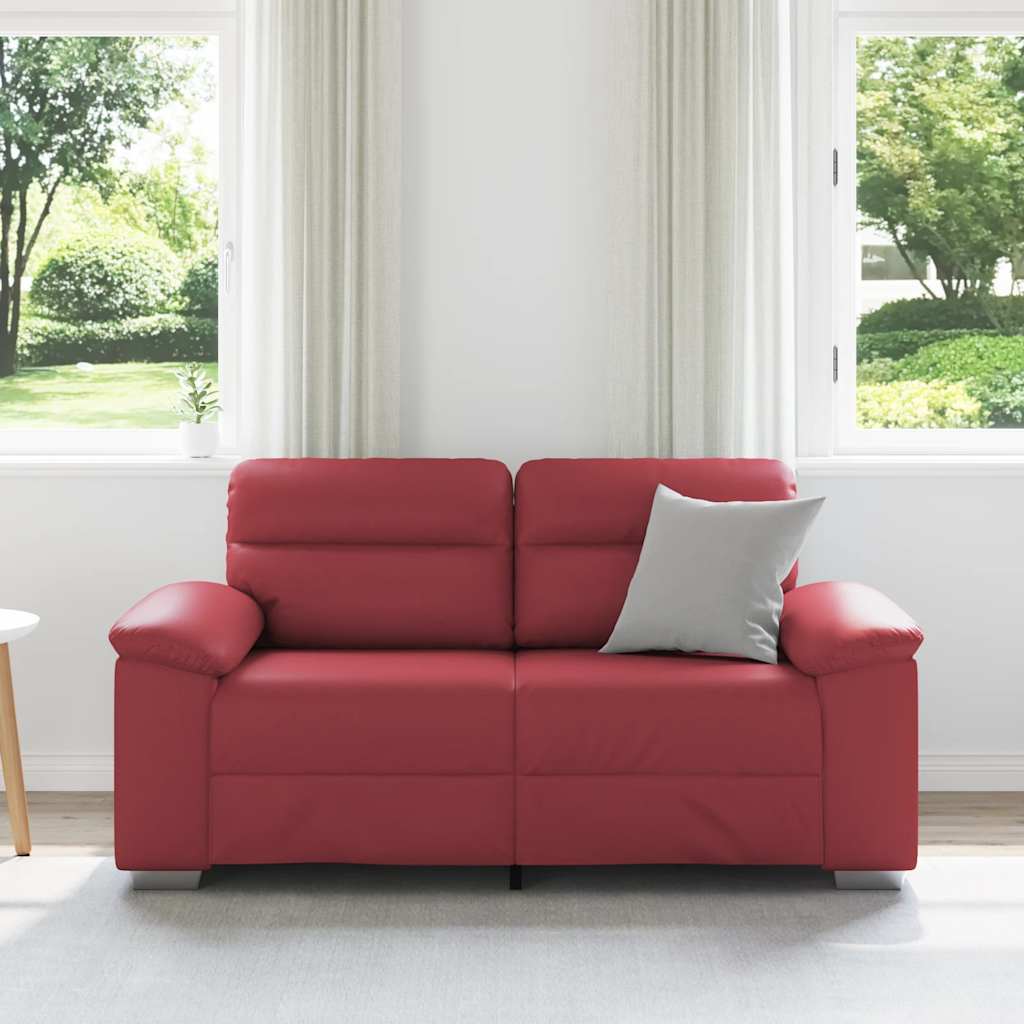 Canapé 2 places rouge bordeaux 160 x 81 x 84 cm en similicuir - XIOS