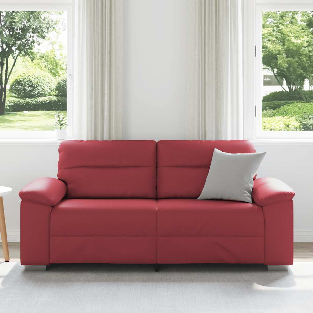 Canapé 2 places rouge bordeaux 180x81x84 cm en similicuir - XIOS