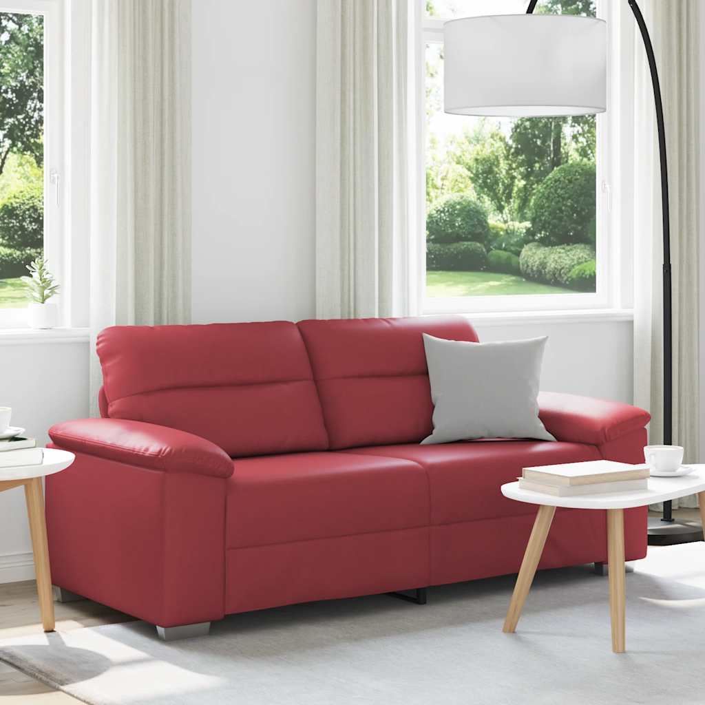 Canapé 2 places rouge bordeaux 180x81x84 cm en similicuir - XIOS