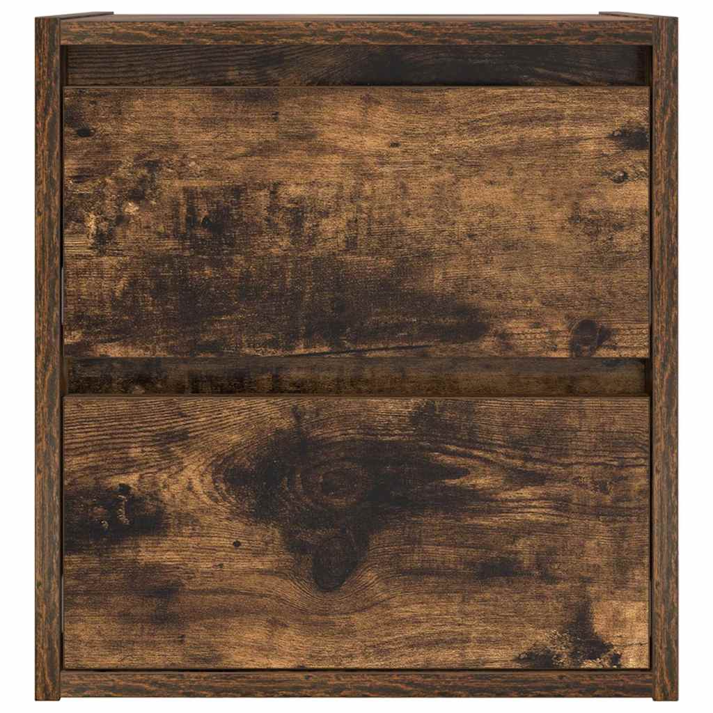 Table de chevet murale chêne fumé 38x34x40 cm