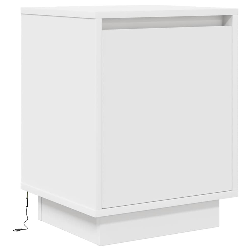 Tables de chevet avec lumières LED 2 pcs blanc 38x34x50 cm - XIOS