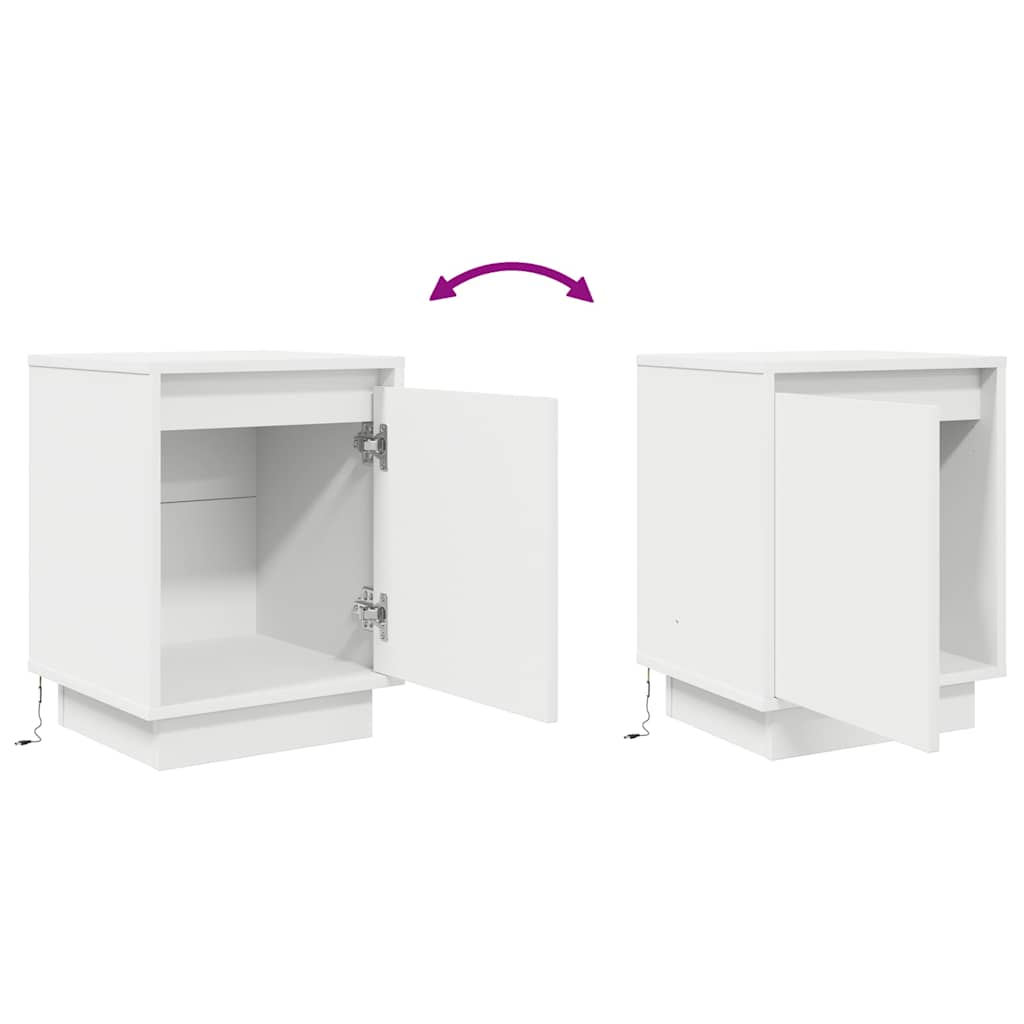 Tables de chevet avec lumières LED 2 pcs blanc 38x34x50 cm - XIOS