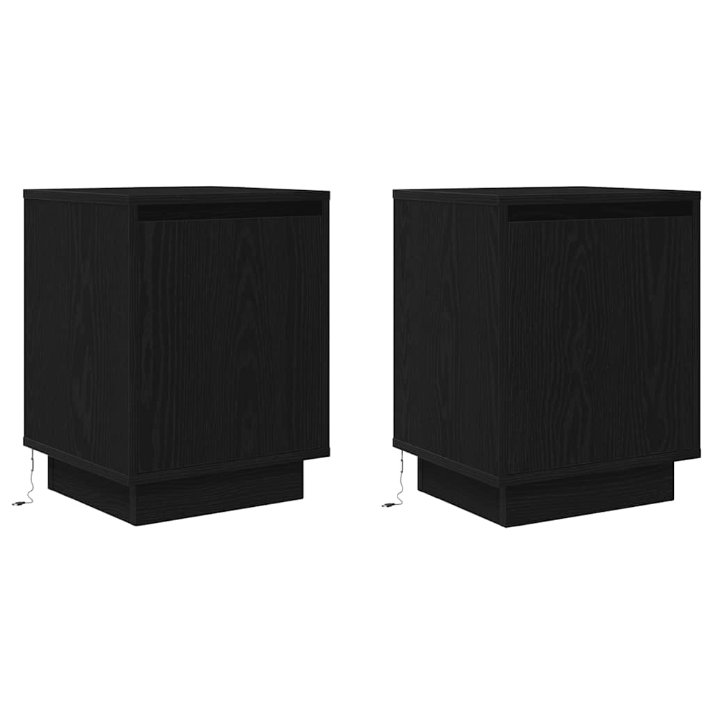 Tables de chevet avec lumières LED 2 pcs noir 38x34x50 cm - XIOS