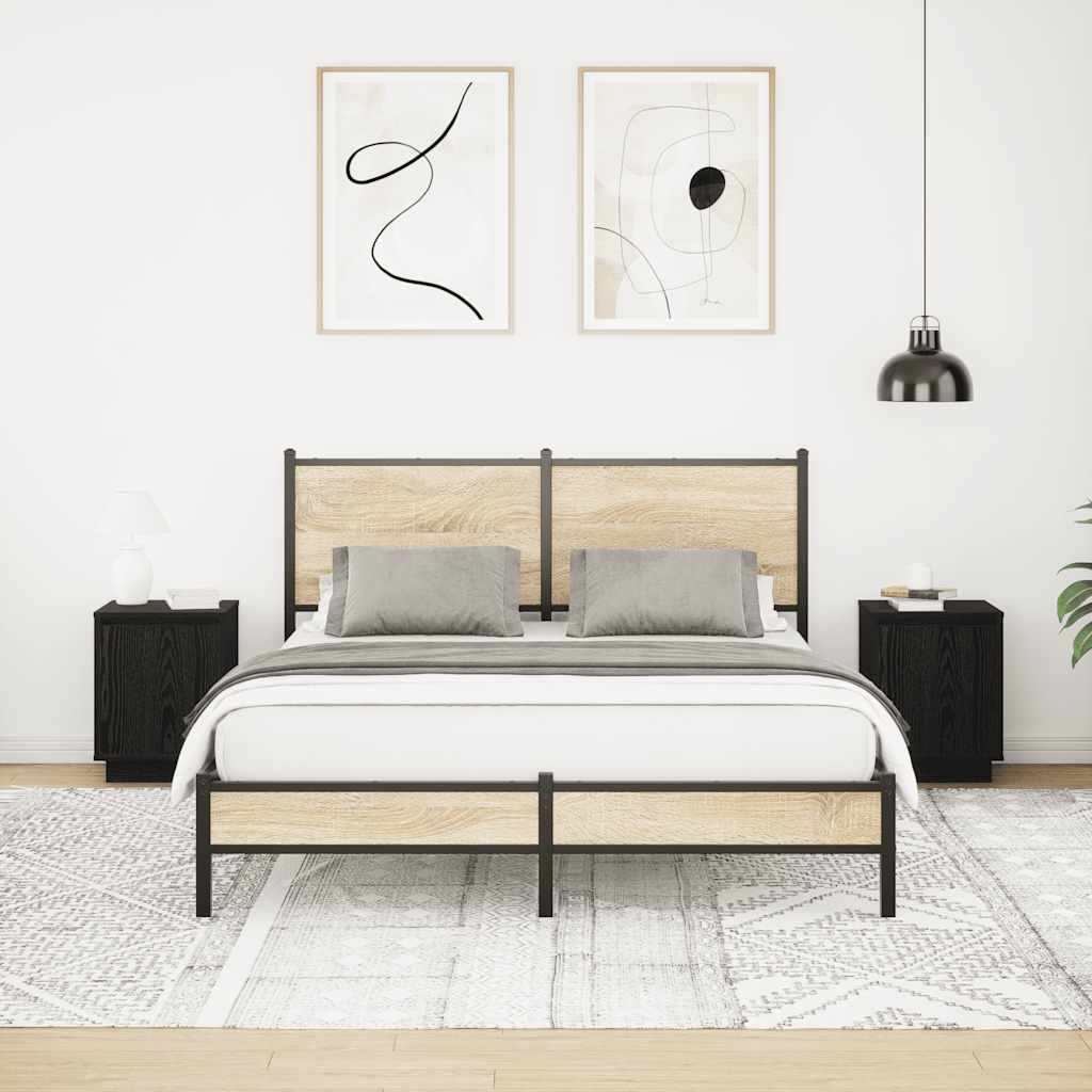 Tables de chevet avec lumières LED 2 pcs noir 38x34x50 cm - XIOS