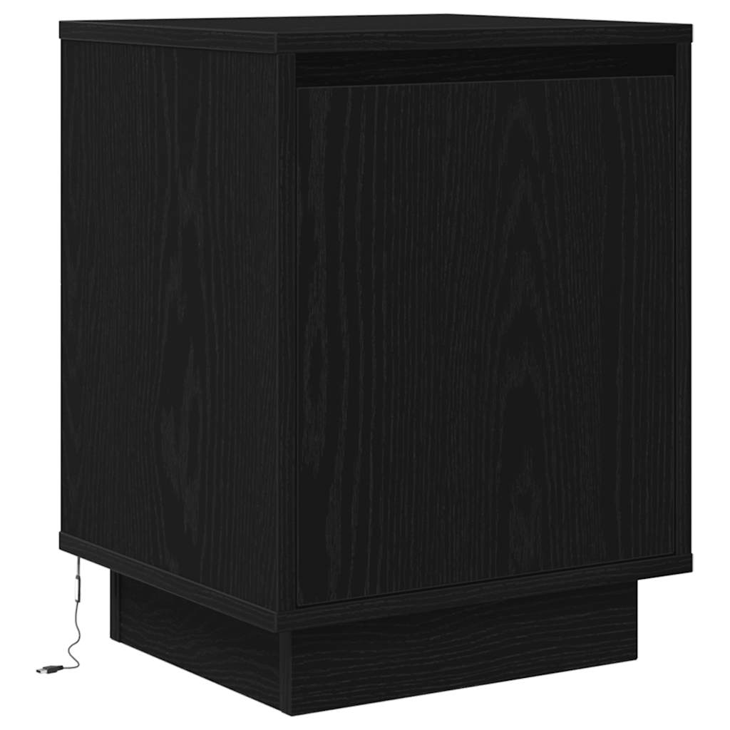 Tables de chevet avec lumières LED 2 pcs noir 38x34x50 cm - XIOS