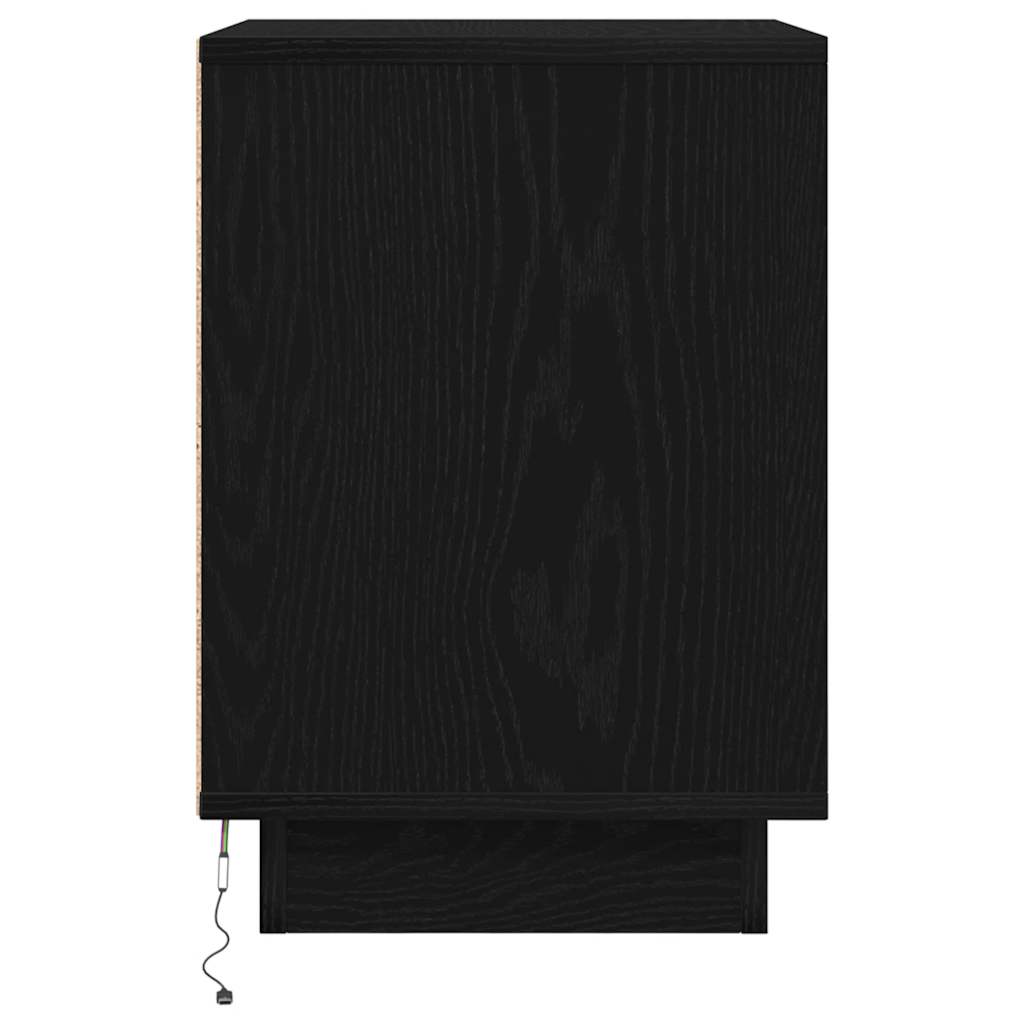 Tables de chevet avec lumières LED 2 pcs noir 38x34x50 cm - XIOS