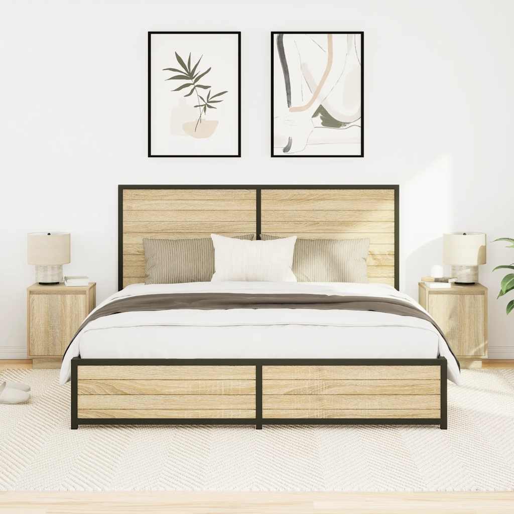 Tables de chevet avec lumières LED 2pcs chêne sonoma 38x34x50cm - XIOS