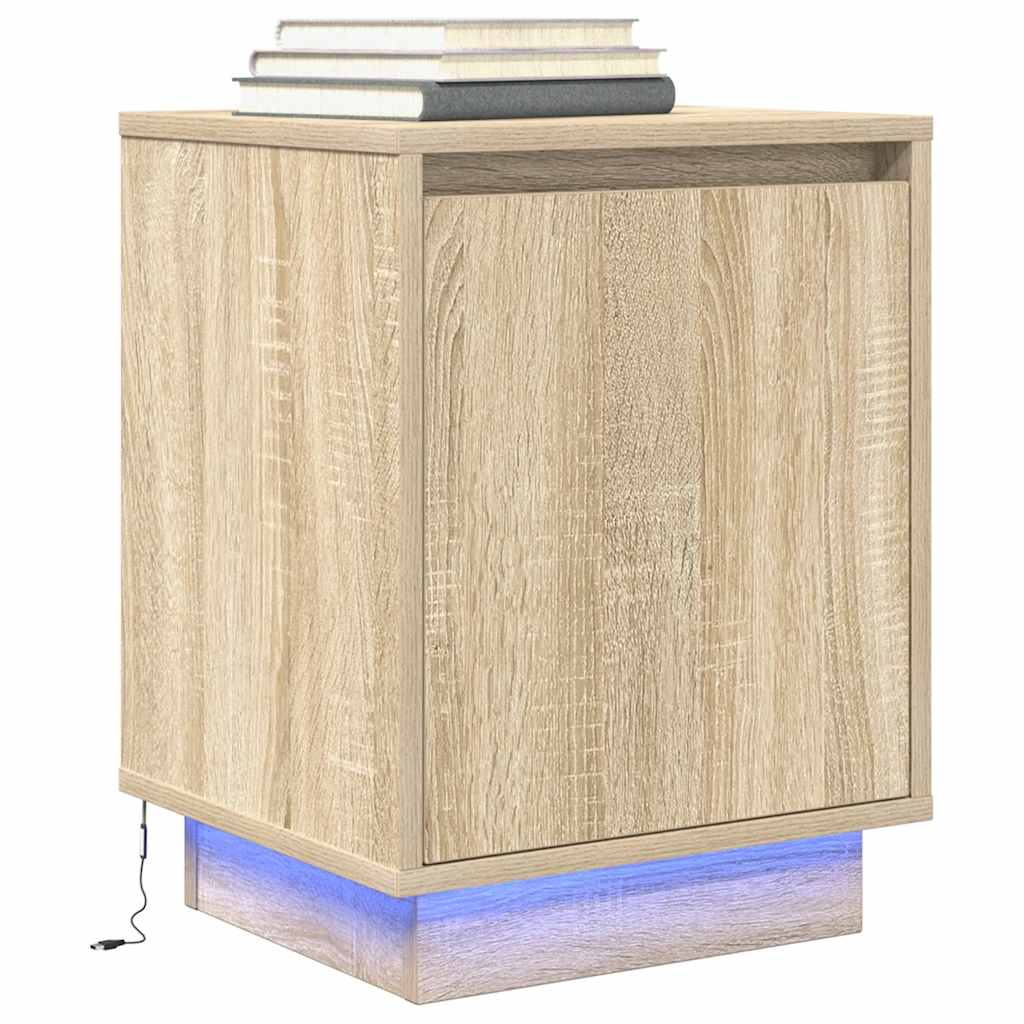 Tables de chevet avec lumières LED 2pcs chêne sonoma 38x34x50cm - XIOS