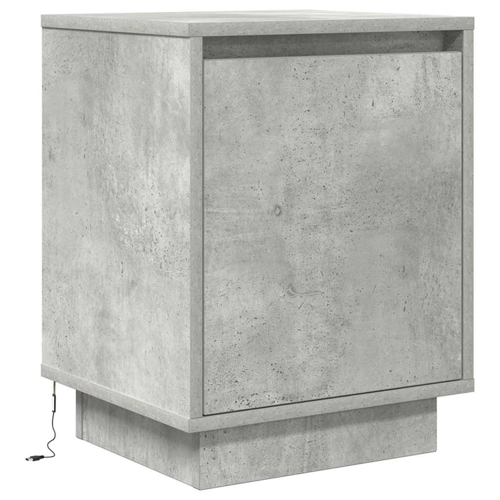 Table de chevet avec lumières LED gris béton 38x34x50 cm - XIOS