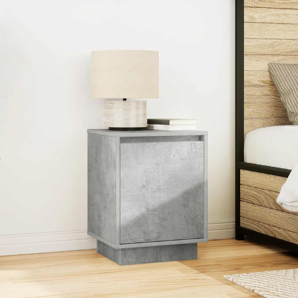 Table de chevet avec lumières LED gris béton 38x34x50 cm - XIOS