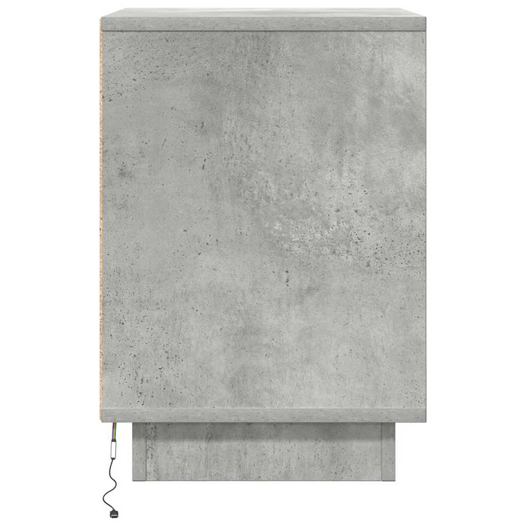 Table de chevet avec lumières LED gris béton 38x34x50 cm - XIOS