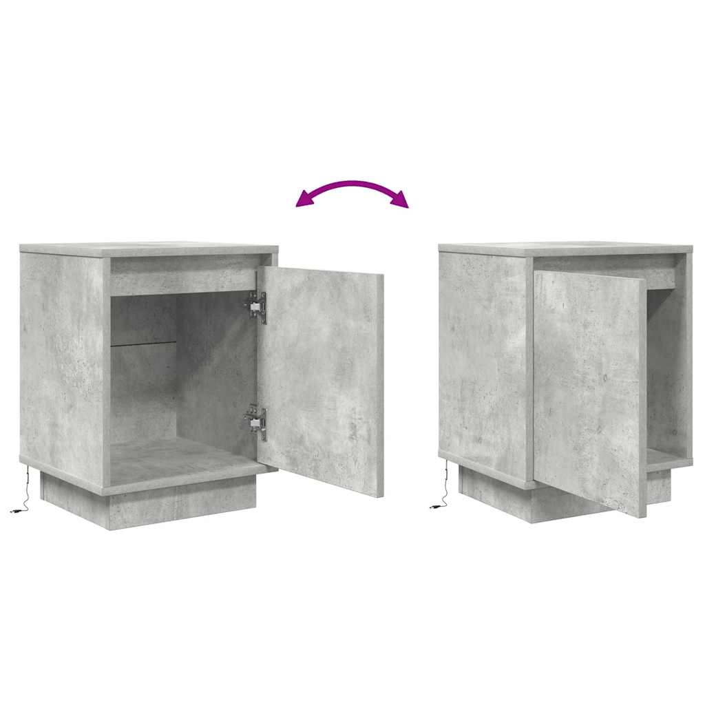Table de chevet avec lumières LED gris béton 38x34x50 cm - XIOS