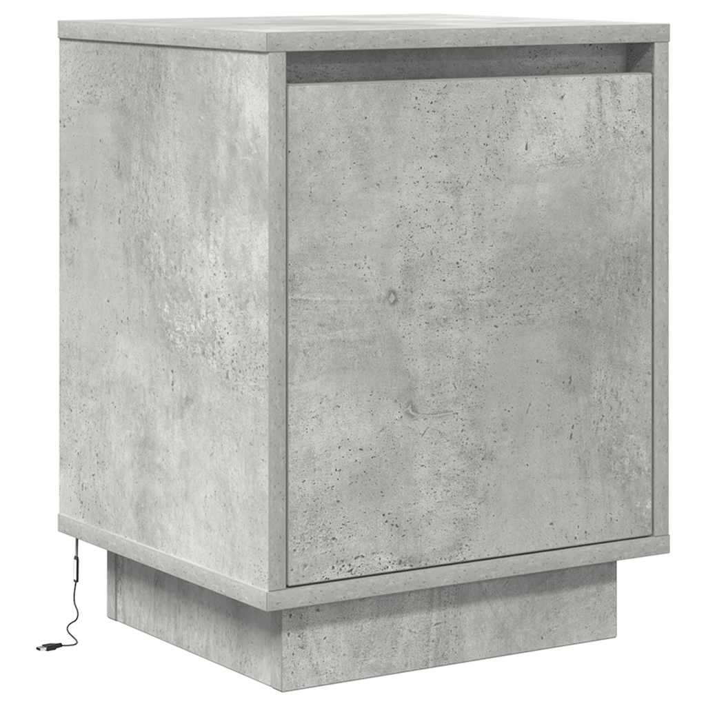 Tables de chevet avec lumières LED 2 pcs gris béton 38x34x50 cm - XIOS