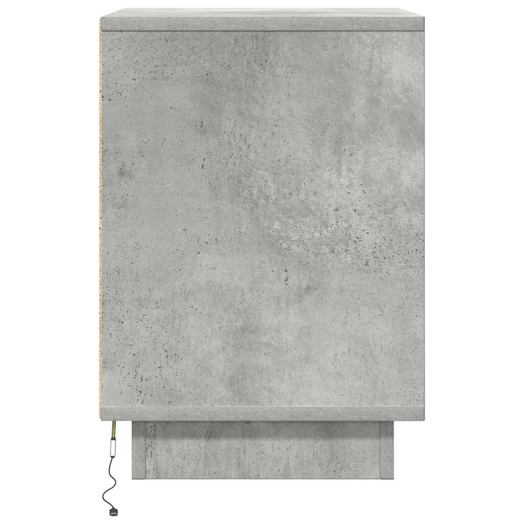 Tables de chevet avec lumières LED 2 pcs gris béton 38x34x50 cm - XIOS