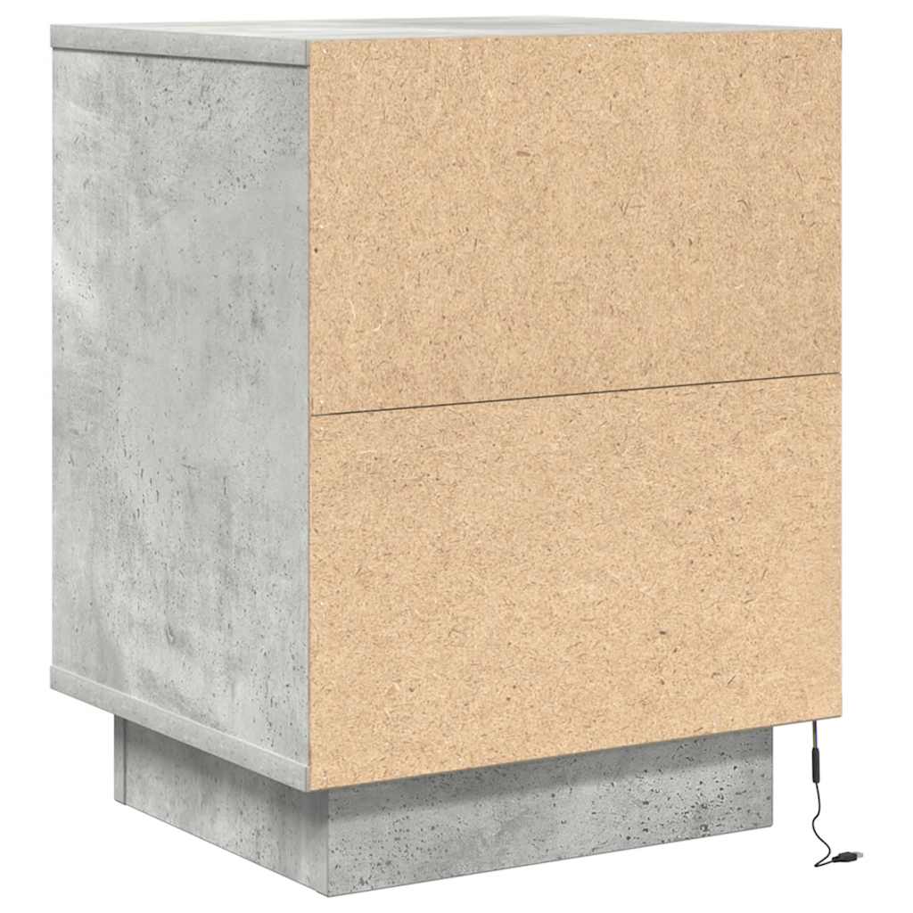 Tables de chevet avec lumières LED 2 pcs gris béton 38x34x50 cm - XIOS