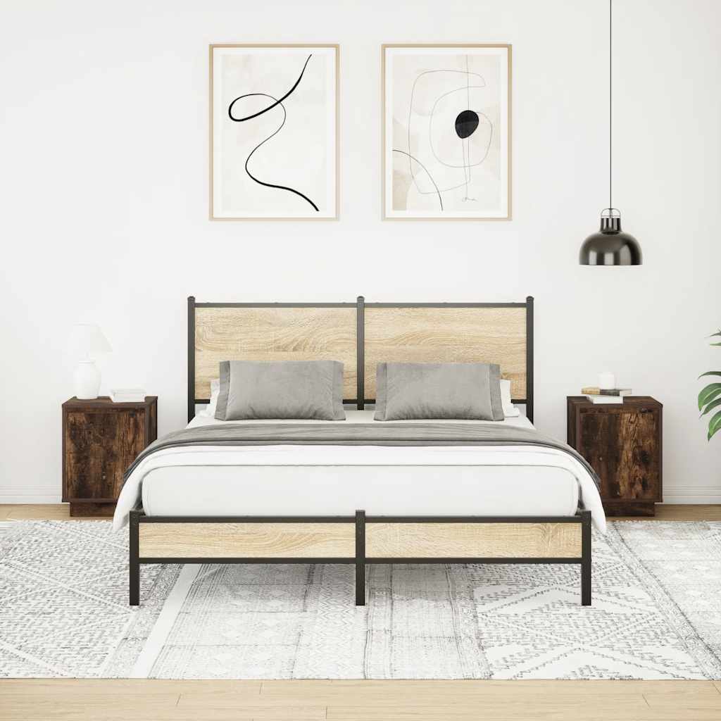 Tables de chevet avec lumières LED 2 pcs chêne fumé 38x34x50 cm - XIOS