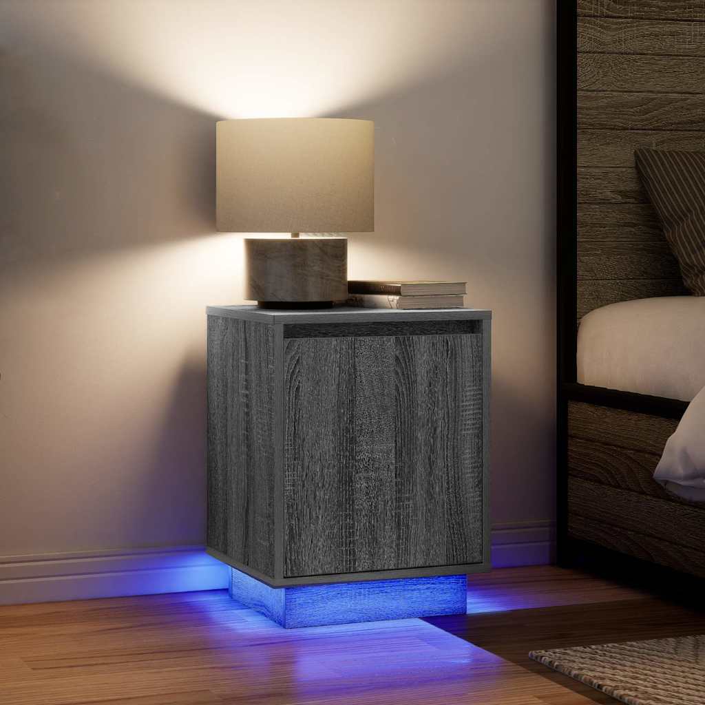 Tables de chevet avec lumières LED 2 pcs sonoma gris 38x34x50cm - XIOS