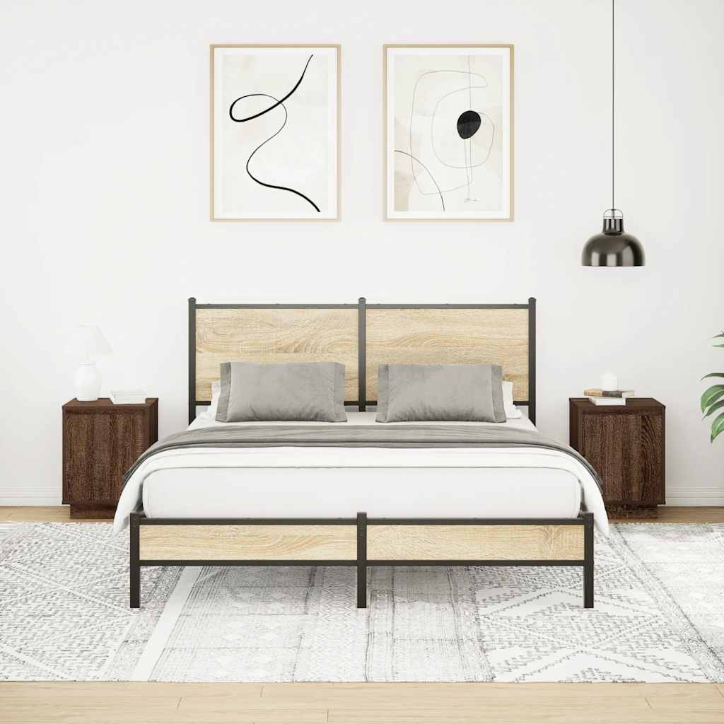 Tables de chevet avec lumières LED 2pcs chêne marron 38x34x50cm - XIOS