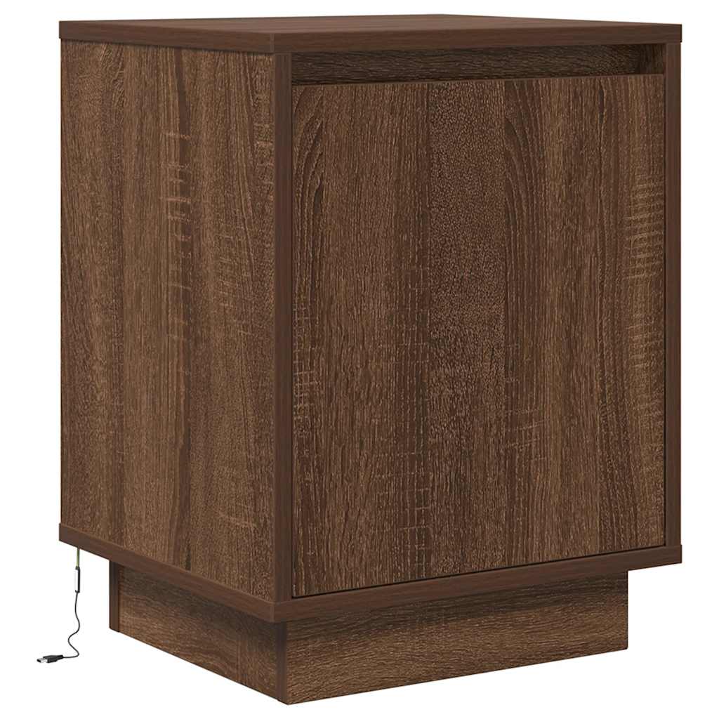 Tables de chevet avec lumières LED 2pcs chêne marron 38x34x50cm - XIOS