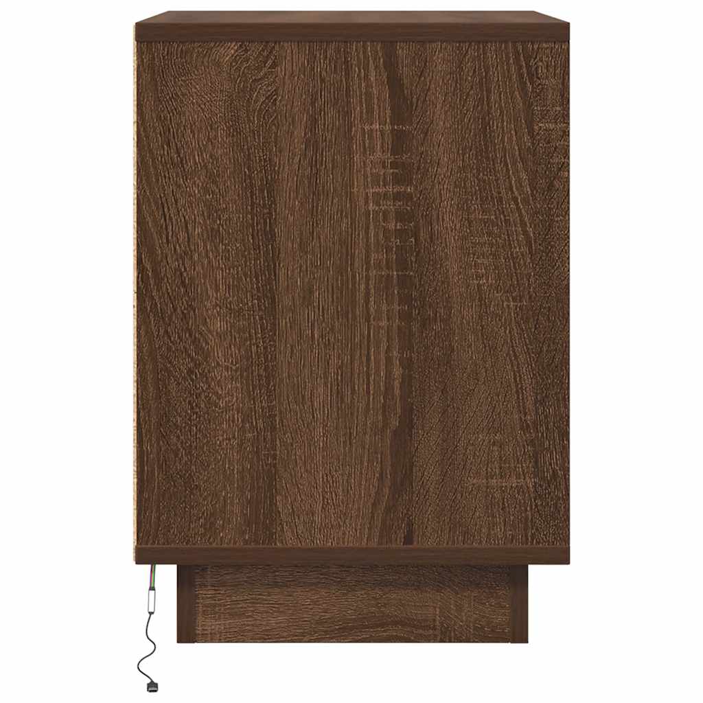 Tables de chevet avec lumières LED 2pcs chêne marron 38x34x50cm - XIOS