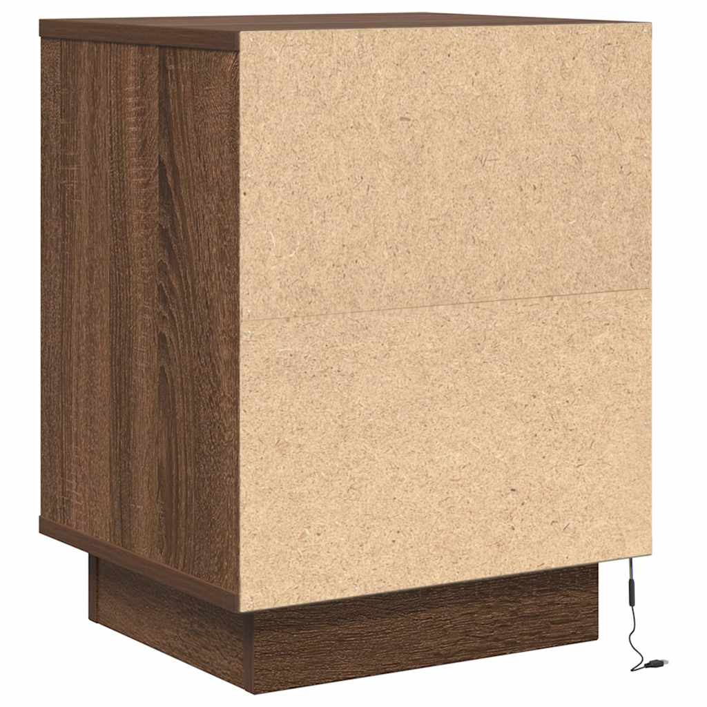 Tables de chevet avec lumières LED 2pcs chêne marron 38x34x50cm - XIOS
