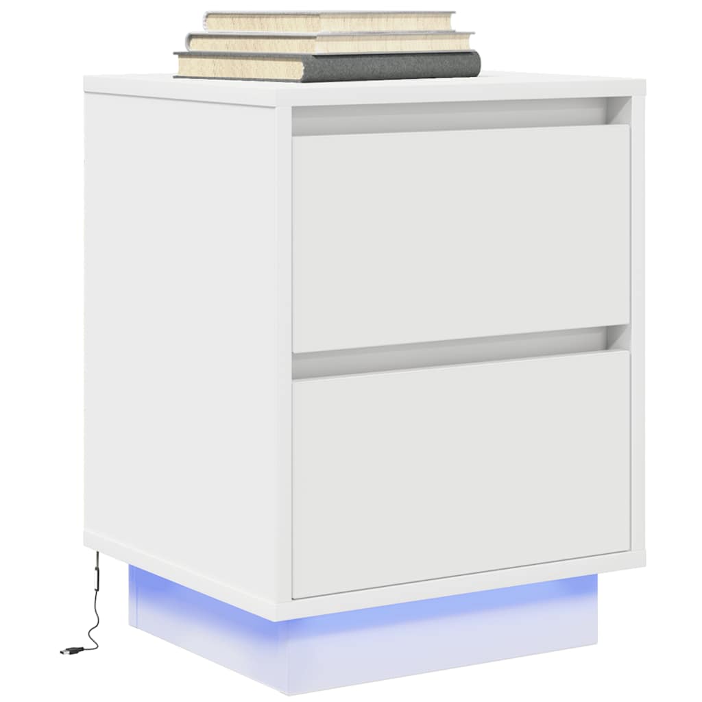 Table de chevet avec lumières LED blanc 38x34x50 cm - XIOS