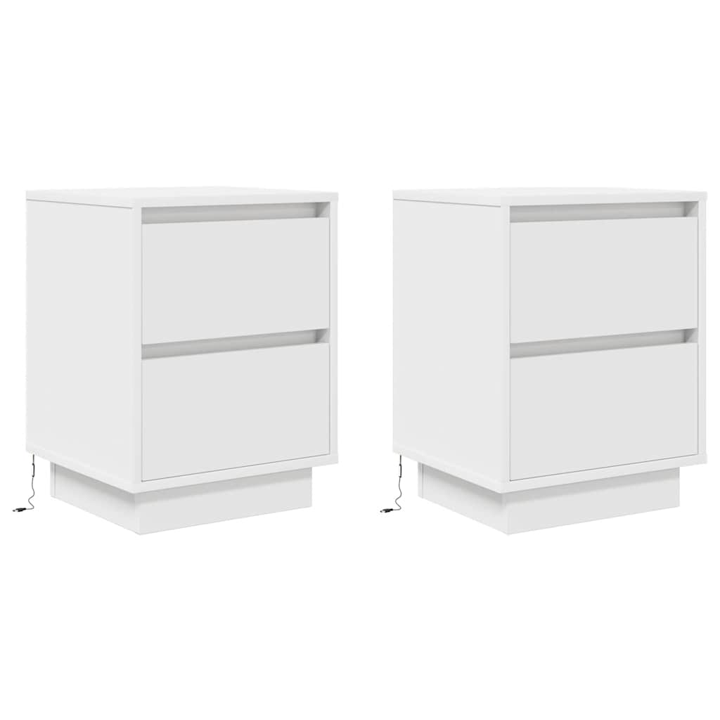 Tables de chevet avec lumières LED 2 pcs blanc 38x34x50 cm - XIOS